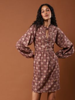 Aarke Ritu Kumar - Brown Printed Short Dress