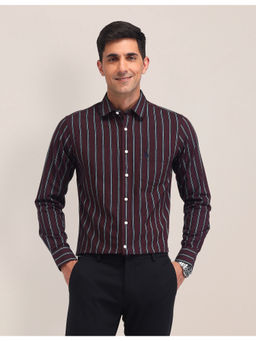 U.S. POLO ASSN. - Men Stripes Red Full Sleeves Collar Neck Shirt