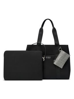 Guess - Women Black Solid Ralphie Large Carryall Tote Bag With Inner Bag And Pouch