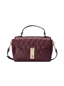 Guess - Women Bordeaux Quilted Bethel Top Handle Crossbody Bag - Burgundy