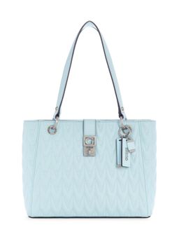 Guess - Women Ice Blue Quilted Regilla Small Noel Tote Bag
