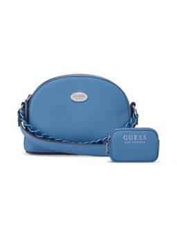 Guess - Women Denim Solid Eastover Mini Dome Crossbody Bag With Pouch - Blue