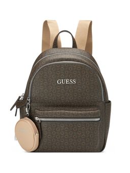 Guess - Women Natural Monogram Benfield Backpack With Detachable Coin Pouch