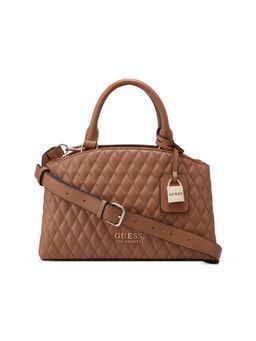 Guess - Women Camel Quilted Easley Small Satchel Bag With Detachable Strap