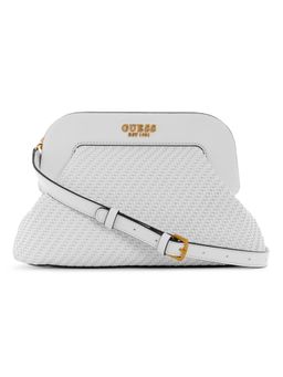Guess - Women White Braided Abey Frame Detachable Strap Clutch