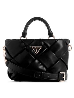 Guess - Women Black Textured Zaina Mini Satchel Bag With Detachable Strap