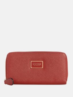 Guess - Women Rust Solid Abree Medium Zip Around Wallet