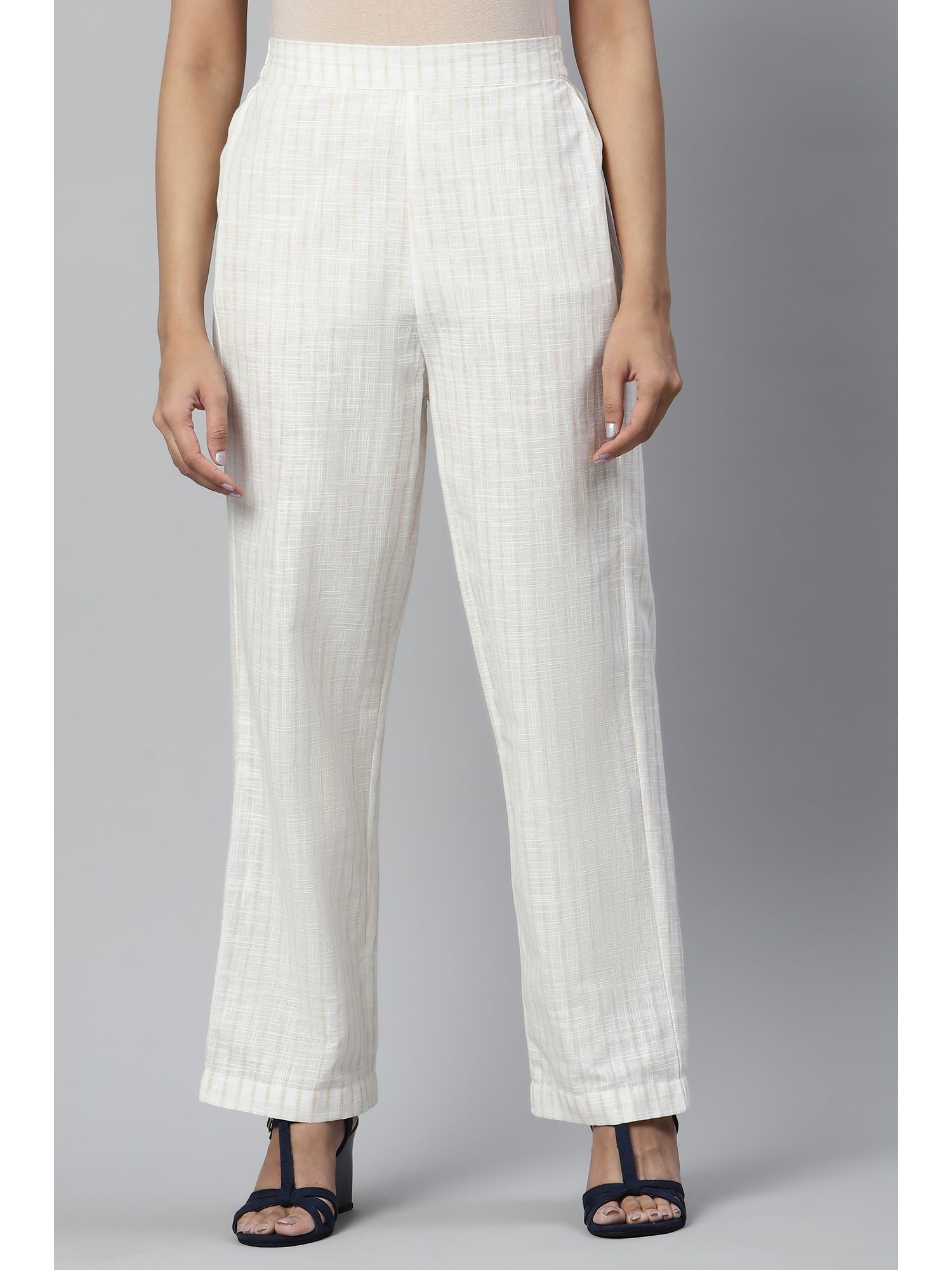 aurelia White Ankle Length Stripes Palazzo-picture-25
