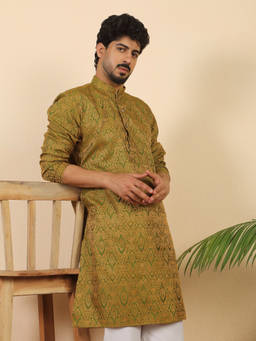 Kraft India - Ethnic Motifs Jacquard Green Kurta