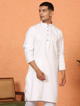 Kraft India - Chikan Embroidered Cotton Rayon White Kurta