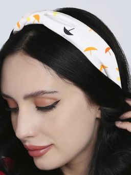OOMPH - White Umbrella Print Knotted Fashion Hair Band Head Band