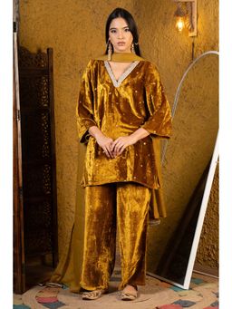 Urban Sundari - Velvet Kurta With Palazzo & Dupatta