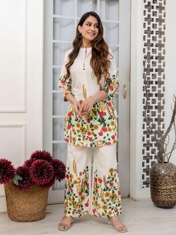 KAFTANIZE - Cream Floral Printed Co-Ord Set