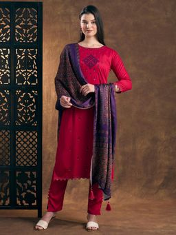 FASHOR - Ethnic Embellished Straight Kurta With Pant & Dupatta
