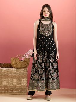 FASHOR - Festive Floral Embroidered Anarkali With Pant & Dupatta