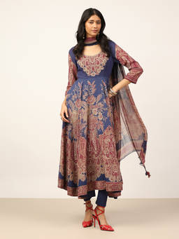 Ritu Kumar - Blue Lisaa Anarkali Kurta with Legging and Dupatta