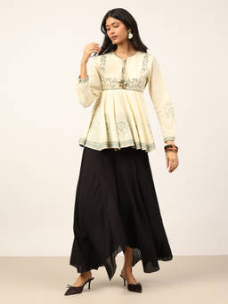 Ritu Kumar - Off White Ecru Cross Stitch Kurti