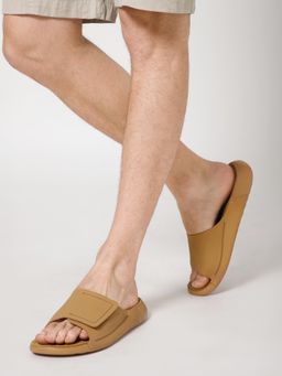 NoStrain - Camel Tan Broad Strap High Arch Support Sandals for Men