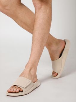 NoStrain - Beige Broad Strap High Arch Support Sandals for Men