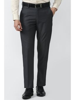 Peter England - Men Grey Solid Slim Fit Formal Trousers