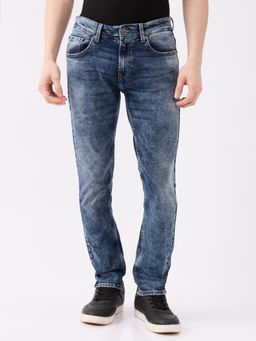 Spykar - Mid Blue Mid Rise Slim Fit Casual Jeans for Men