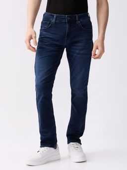 Spykar - Dark Blue Mid Rise Regular Fit Casual Jeans for Men