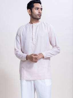 Freedom Tree - Pink Whisper Blush Geometric Digitally Printed Pure Cotton Short Kurta