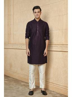 TASVA - Purple Crest Kurta and Pant