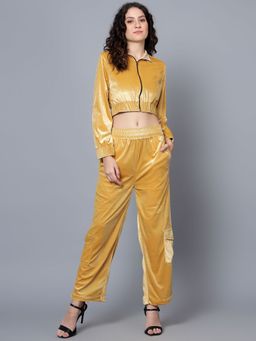 ANVI Be Yourself - Crop Velvet Jacket with Flared Cargo Trousers Gold (Set of 2)