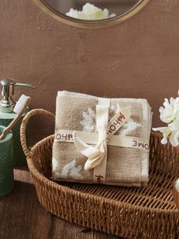 Fabindia - Beige Vikal Woven Cotton Pile Towel (Pack of 2)