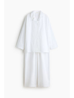H&M - Women White Cotton Sateen Pyjamas