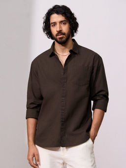 The Souled Store - Brown Solids: Deep Cocoa Shirt