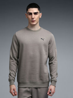 Puma - Beige Essentials Elevated Logo Crew Sweatshirt
