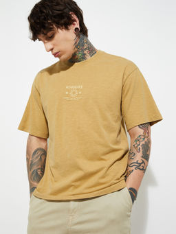 max - Yellow Solid Oversized Fit T-shirt