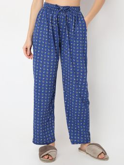 Smarty Pants - Women Blue Color Abstract Print Lounge Wear Pajama