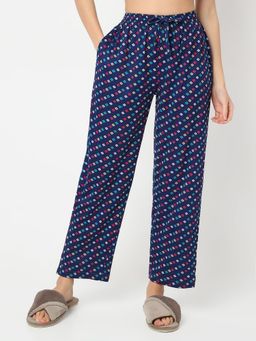 Smarty Pants - Women Blue Color Geometric Print Lounge Wear Pajama