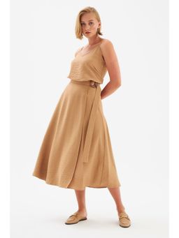 Sateen - Beige Solid Pattern Skirt