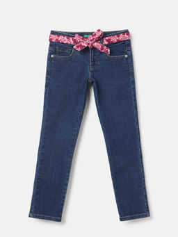 United Colors of Benetton - Solid Slim Fit Jeans with Belt (Set of 2)