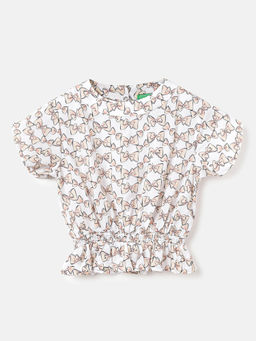 United Colors of Benetton - Regular Fit Round Neck Printed Top
