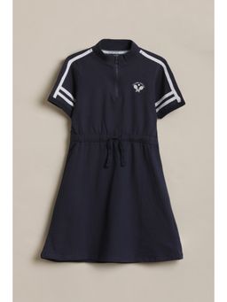 Allen Solly - Girls Navy Solid Knee Length Casual Dress