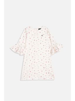 Allen Solly - Girls White Floral Knee Length Casual Dress