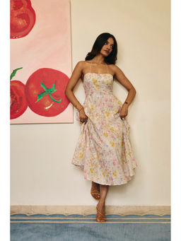 Old Marigold - Women Cotton White Solid Dress