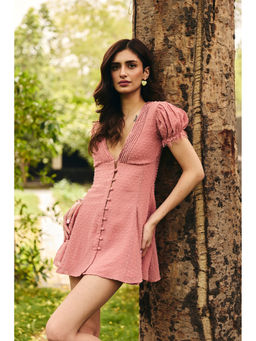 Old Marigold - Women Georgette Pink Floral Dress