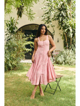Old Marigold - Women Cotton Pink Floral Dress