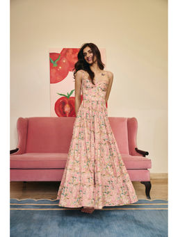 Old Marigold - Women Cotton Pink Floral Dress
