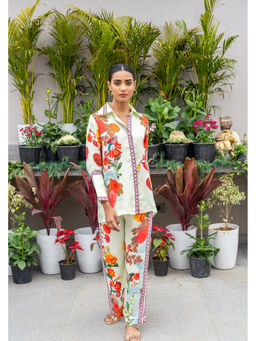 Pooja Singhal - Light Sage Green Floral Printed Long Co-Ord Set