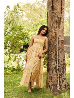 Old Marigold - Women Cotton Yellow Floral Dress