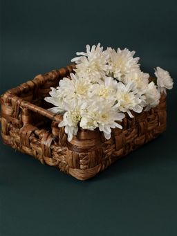 Maatir - Woven Cane And Kauna Natural Storage Basket