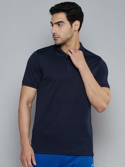 Alcis - Men Navy Blue Solid Polo Collar Slim Fit T-shirt