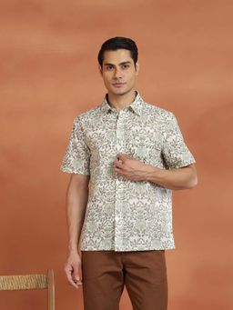 Fabindia - Men Green Floral Printed Shirt